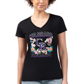 Colorado Rockies G-III 4Her by Carl Banks Women's Super-Slim Fit Lightweight Flowers Graphic V-Neck T-Shirt | MLB For sale