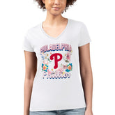 Philadelphia Phillies G-III 4Her by Carl Banks Women's Super-Slim Fit Lightweight Flowers Graphic V-Neck T-Shirt | MLB For sale