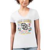 San Diego Padres G-III 4Her by Carl Banks Women's Super-Slim Fit Lightweight Flowers Graphic V-Neck T-Shirt | MLB For sale
