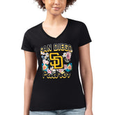 San Diego Padres G-III 4Her by Carl Banks Women's Super-Slim Fit Lightweight Flowers Graphic V-Neck T-Shirt | MLB US