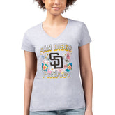 San Diego Padres G-III 4Her by Carl Banks Women's Super-Slim Fit Lightweight Flowers Graphic V-Neck T-Shirt | MLB Discount