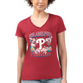 Philadelphia Phillies G-III 4Her by Carl Banks Women's Super-Slim Fit Lightweight Flowers Graphic V-Neck T-Shirt | MLB Discount