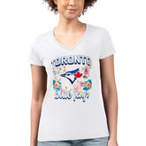 Toronto Blue Jays G-III 4Her by Carl Banks Women's Super-Slim Fit Lightweight Flowers Graphic V-Neck T-Shirt | MLB Sale