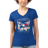 Toronto Blue Jays G-III 4Her by Carl Banks Women's Super-Slim Fit Lightweight Flowers Graphic V-Neck T-Shirt | MLB US