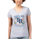 Tampa Bay Rays G-III 4Her by Carl Banks Women's Super-Slim Fit Lightweight Flowers Graphic V-Neck T-Shirt | MLB On Sale
