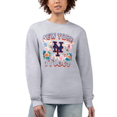 New York Mets G-III 4Her by Carl Banks Women's Flowers Graphic Pullover Sweatshirt | MLB Discount