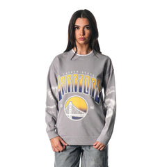 Golden State Warriors The Wild Collective Women's Bleached Tie-Dye Pullover Sweatshirt sale On Sale