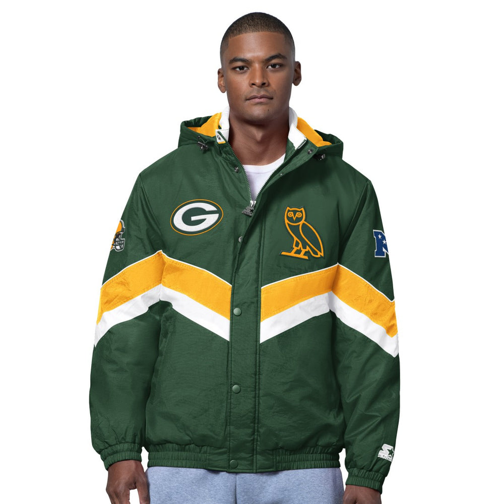 Green Bay Packers OVO x Starter Sideline Full-Snap Puffer Jacket