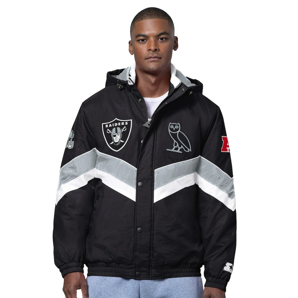 Las Vegas Raiders OVO x Starter Sideline Full-Snap Puffer Jacket