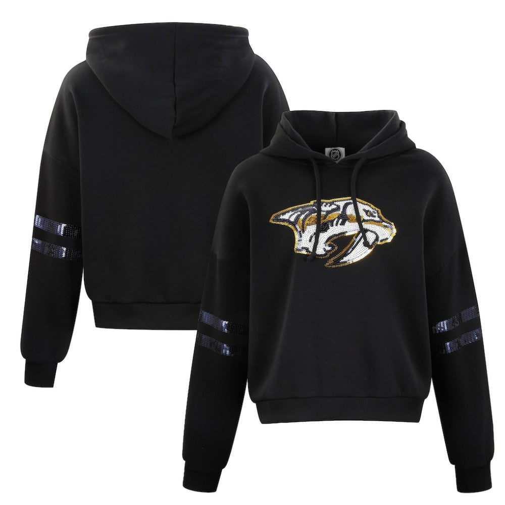 Nashville Predators Cuce Women's Sequin Cropped Pullover Hoodie Outlet