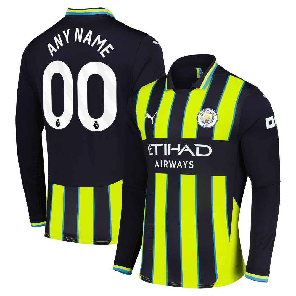 Manchester City 2024/25 Away Replica Long Sleeve Custom Jersey Navy - Puma