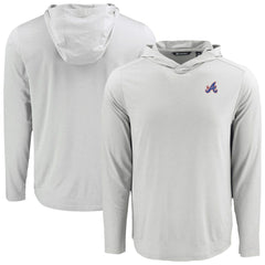 Atlanta Braves Cutter & Buck Coastline Epic Comfort Recycled Eco Hoodie Long Sleeve T-Shirt | MLB New