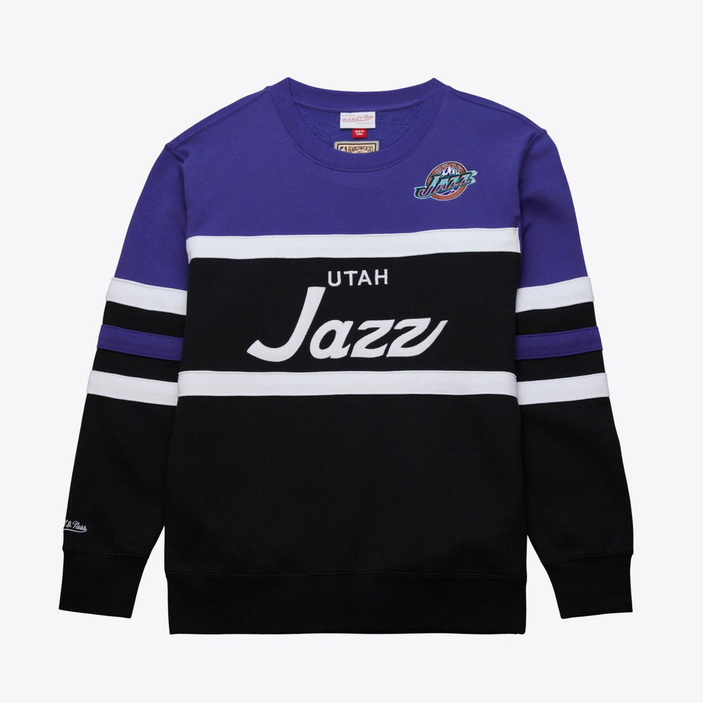 Utah Jazz Hardwood Classics Vintage Logo Head Coach Pullover Sweatshirt Outlet