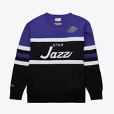 Utah Jazz Hardwood Classics Vintage Logo Head Coach Pullover Sweatshirt Outlet