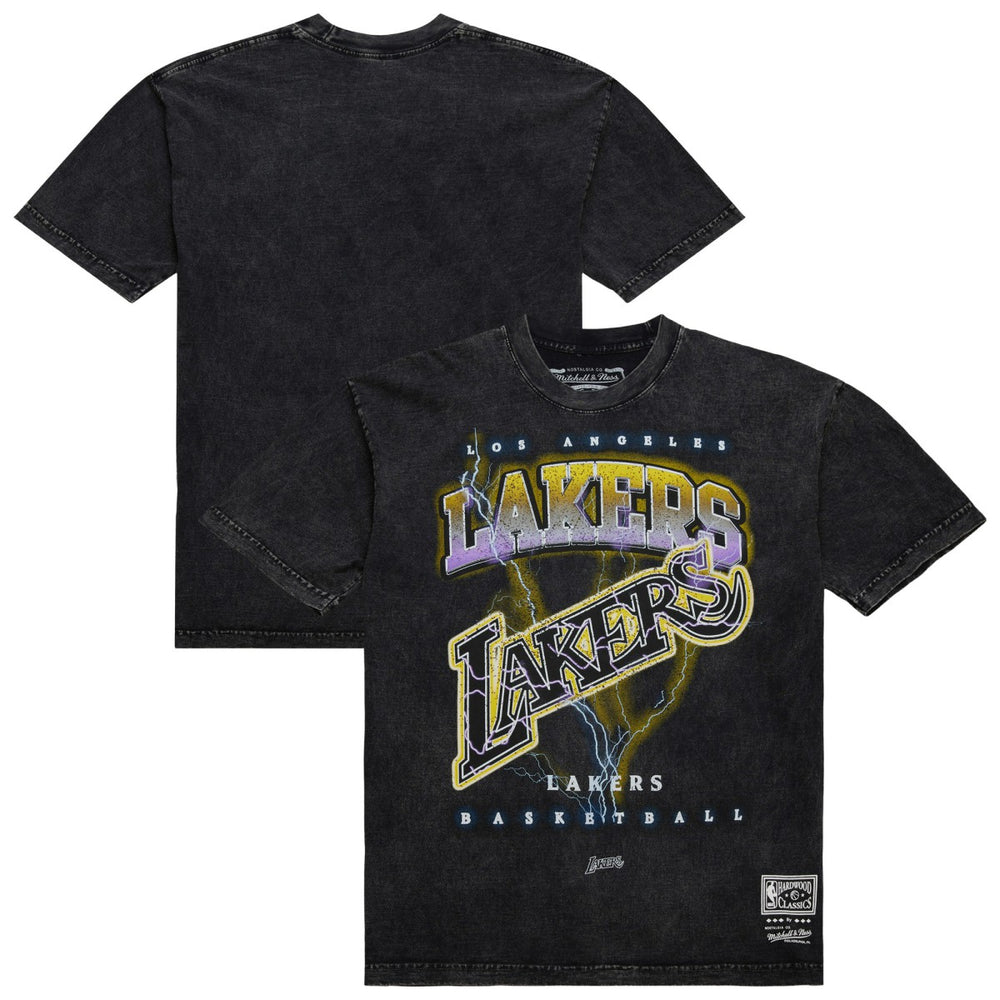 Los Angeles Lakers Unisex Hardwood Classics Vintage Voltage Premium Heavyweight T-Shirt On Sale
