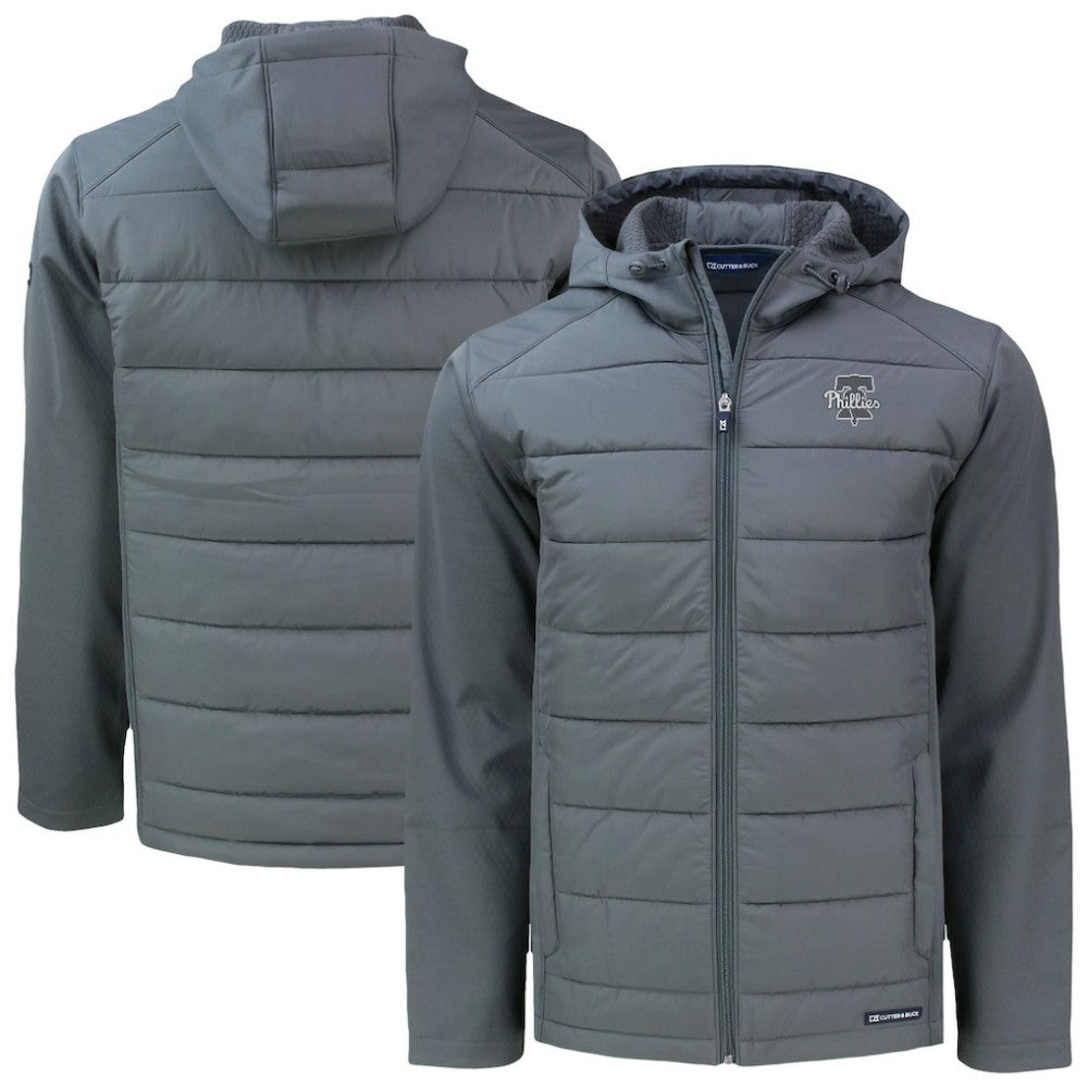 Philadelphia Phillies Cutter & Buck Evoke Hybrid Eco Softshell Recycled Full-Zip Hooded Jacket | MLB For sale