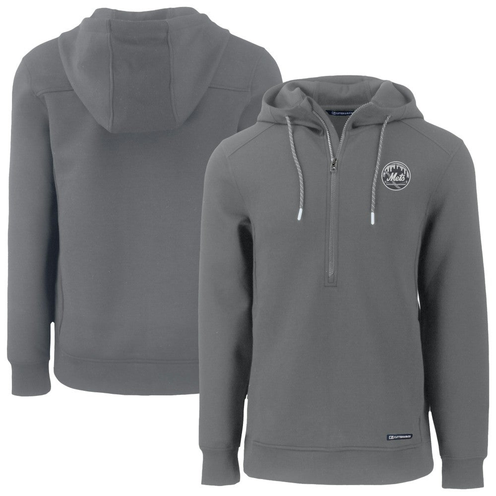 New York Mets Cutter & Buck Roam Eco Recycled Tri-Blend Half-Zip Hoodie | MLB For sale