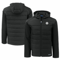 Milwaukee Brewers Cutter & Buck Big & Tall Evoke Hybrid Eco Softshell Recycled Full-Zip Hooded PrimaLoft Jacket | MLB Discount