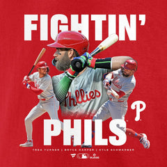 Trea Turner, Bryce Harper, & Kyle Schwarber Philadelphia Phillies Fightin Phils T-Shirt | MLB Outlet