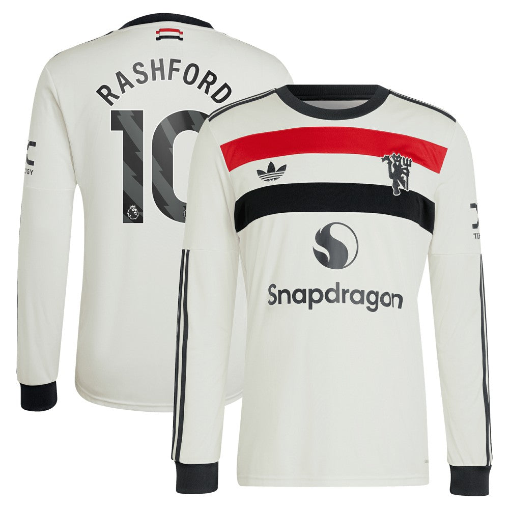 Marcus Rashford Manchester United Originals 2024/25 Third Replica Long Sleeve Jersey Cream - Adidas