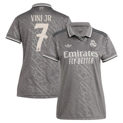 Vini Jr. Real Madrid Originals Women's 2024/25 Third Replica Player Jersey Charcoal - Adidas