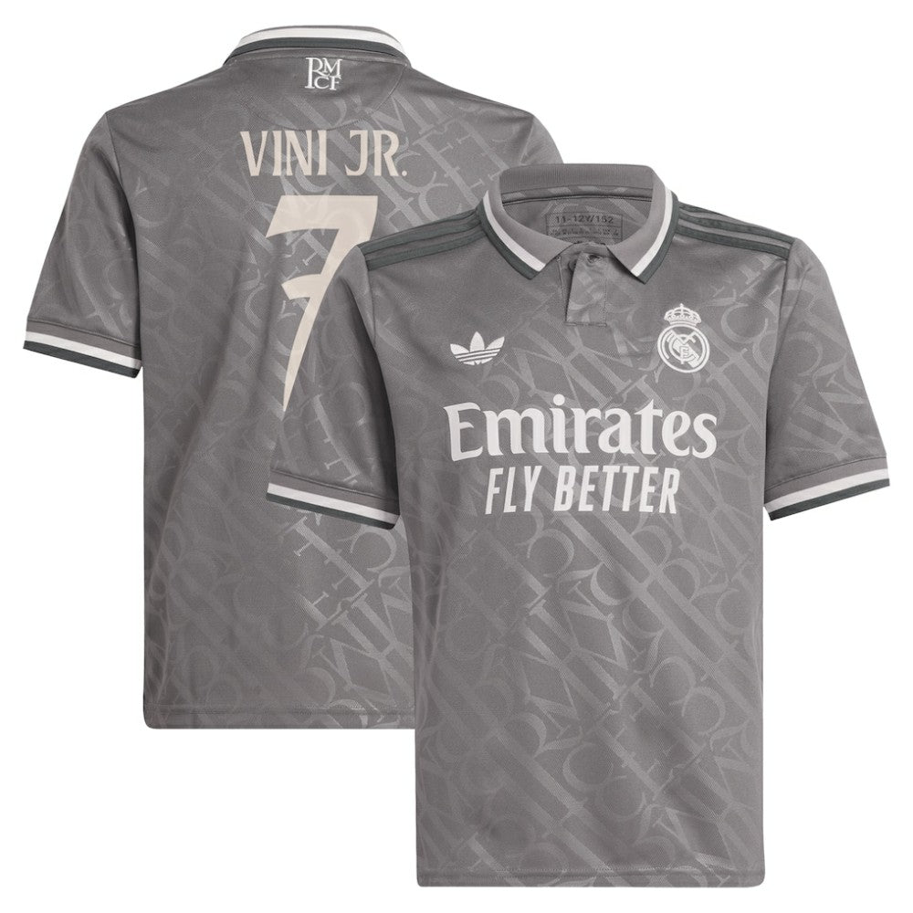 Vini Jr. Real Madrid Originals Youth 2024/25 Third Replica Player Jersey Charcoal - Adidas