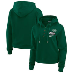 New York Jets WEAR by Erin Andrews Women's Plus Size Waffle Hoodie Pullover Top
