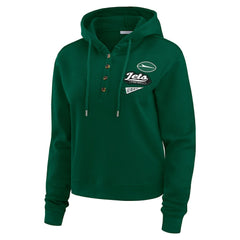 New York Jets WEAR by Erin Andrews Women's Plus Size Waffle Hoodie Pullover Top