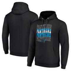 Carolina Panthers Starter Four Team Name Logo Fleece Pullover Hoodie