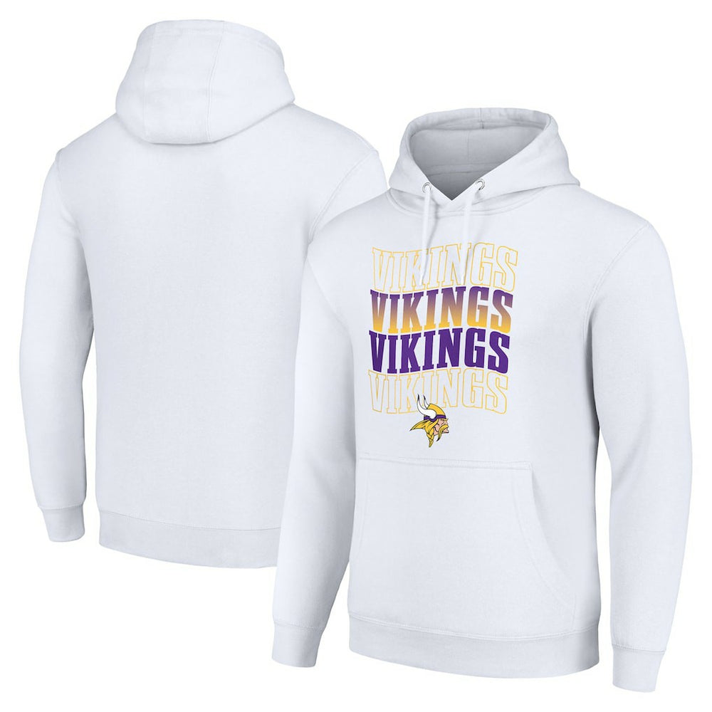 Minnesota Vikings Starter Four Team Name Logo Fleece Pullover Hoodie