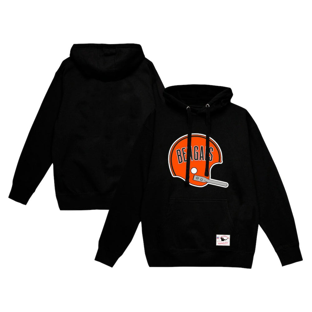 Cincinnati Bengals Mitchell & Ness Helmet Logo Vintage Pullover Hoodie