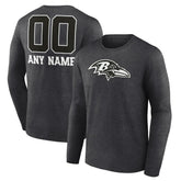 Baltimore Ravens Personalized Name & Number Monochrome Long Sleeve T-Shirt