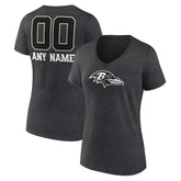 Baltimore Ravens Women's Personalized Name & Number Monochrome V-Neck Long Sleeve T-Shirt
