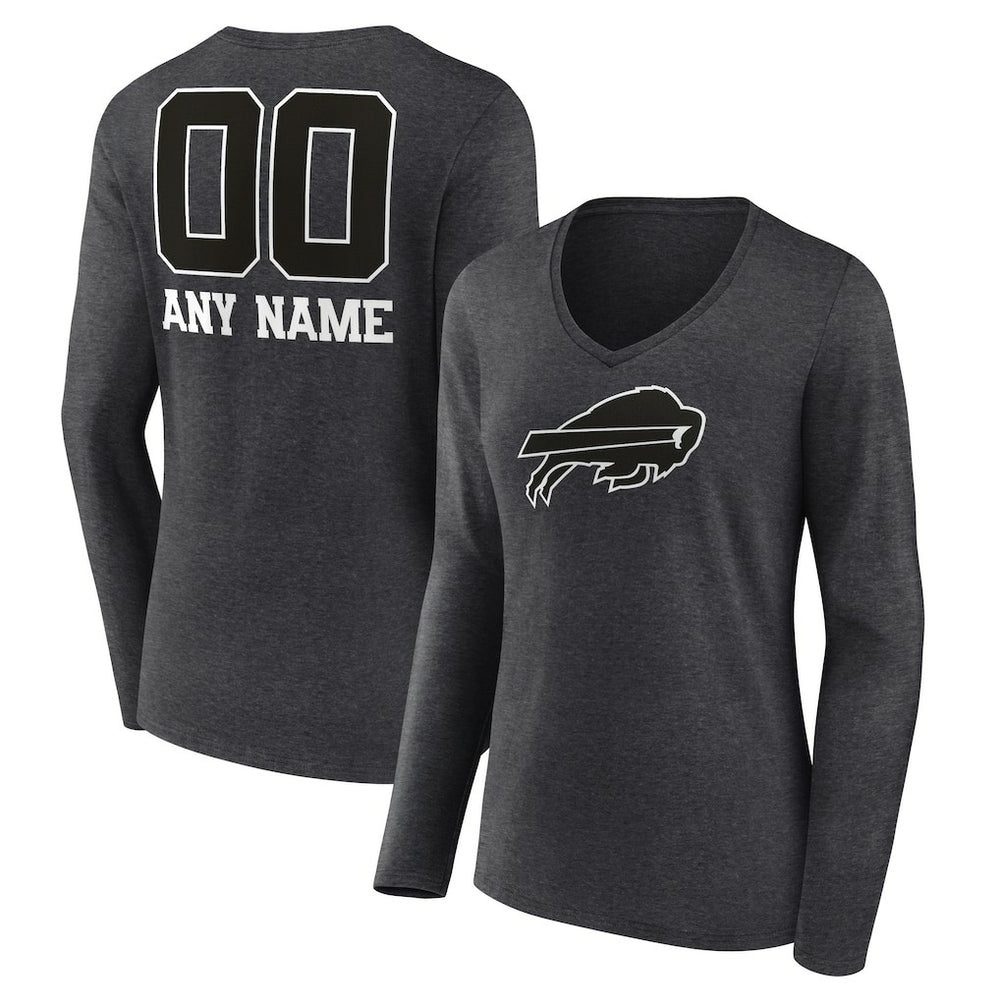 Buffalo Bills Women's Personalized Name & Number Monochrome V-neck T-Shirt