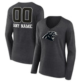 Carolina Panthers Women's Personalized Name & Number Monochrome V-neck T-Shirt
