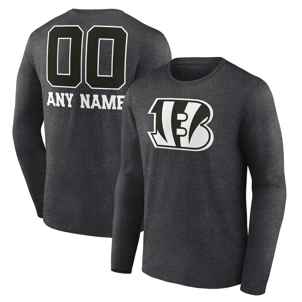 Cincinnati Bengals Personalized Name & Number Monochrome Long Sleeve T-Shirt