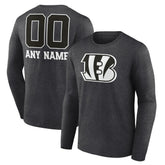 Cincinnati Bengals Personalized Name & Number Monochrome Long Sleeve T-Shirt
