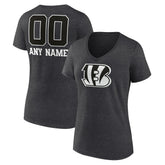 Cincinnati Bengals Women's Personalized Name & Number Monochrome V-Neck Long Sleeve T-Shirt