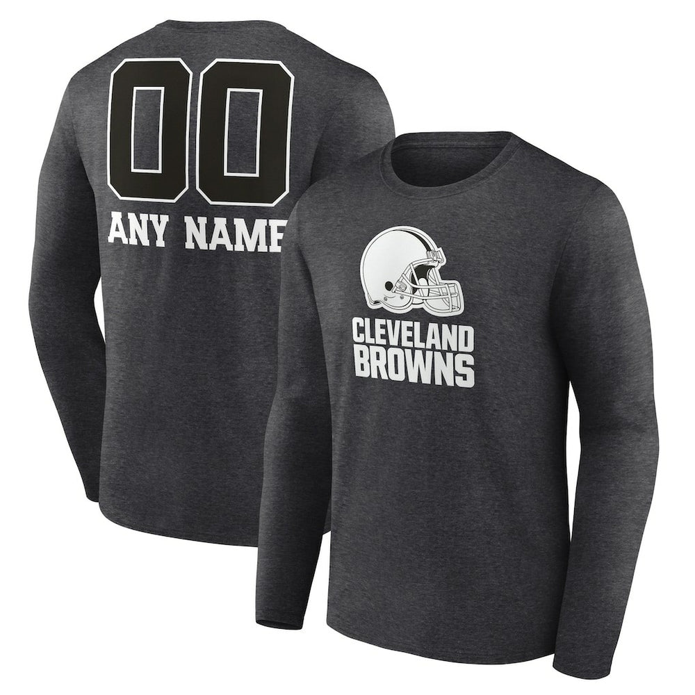Cleveland Browns Personalized Name & Number Monochrome Long Sleeve T-Shirt