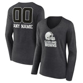Cleveland Browns Women's Personalized Name & Number Monochrome V-neck T-Shirt