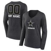 Dallas Cowboys Women's Personalized Name & Number Monochrome V-neck T-Shirt