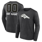 Denver Broncos Personalized Name & Number Monochrome Long Sleeve T-Shirt