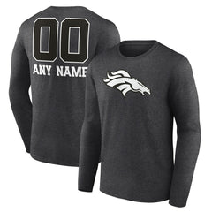 Denver Broncos Personalized Name & Number Monochrome Long Sleeve T-Shirt