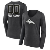 Denver Broncos Women's Personalized Name & Number Monochrome V-neck T-Shirt
