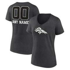 Denver Broncos Women's Personalized Name & Number Monochrome V-Neck Long Sleeve T-Shirt