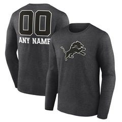Detroit Lions Personalized Name & Number Monochrome Long Sleeve T-Shirt
