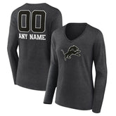 Detroit Lions Women's Personalized Name & Number Monochrome V-neck T-Shirt