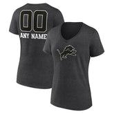 Detroit Lions Women's Personalized Name & Number Monochrome V-Neck Long Sleeve T-Shirt
