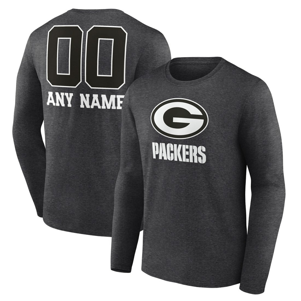 Green Bay Packers Personalized Name & Number Monochrome Long Sleeve T-Shirt