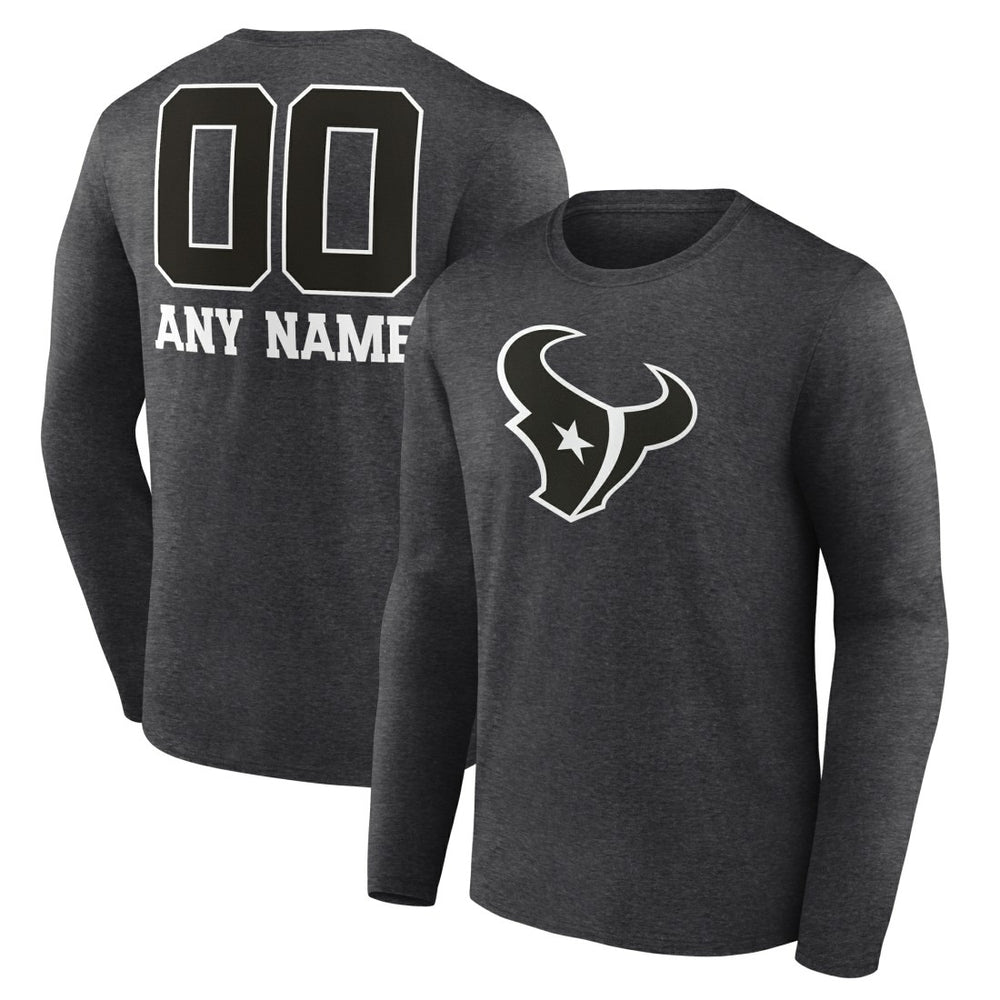 Houston Texans Personalized Name & Number Monochrome Long Sleeve T-Shirt